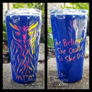 Owl Glitter or paint Tumbler